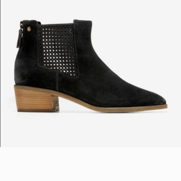 Cole Haan Val Bootie Grand Series Black Suede Block Heel Pointed Toe Size 9C NWT - Picture 9 of 16